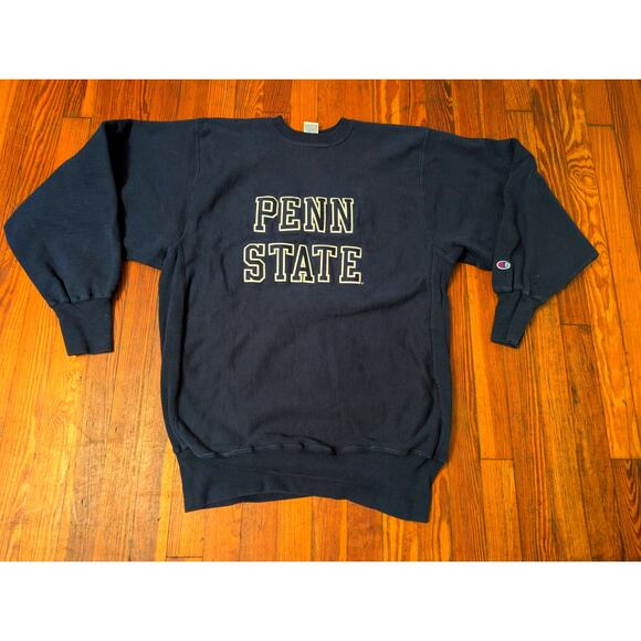 Vintage 90s Champion Reverse Weave Penn State Navy Crewneck Sweatshirt Mens XXL - Picture 1 of 6